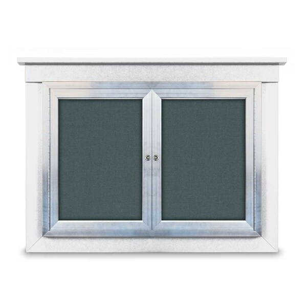 48"x36" 2-Door Enclosed Letterboard, Header, White Vinyl/Cherry